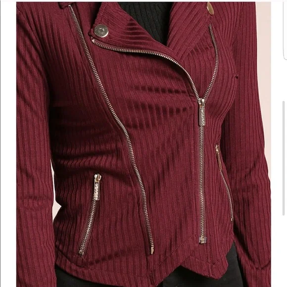 ♦️ LAST Burgundy Ribbed Zip Military Jacket - Picture 6 of 6